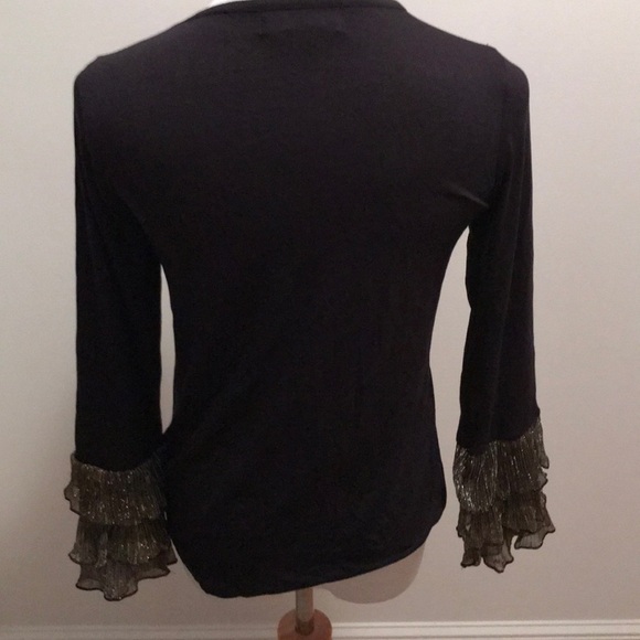 NWT Anthropologie black stretchy tiered cuff XS LS - Picture 5 of 7